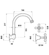 Entice Chrome Gooseneck Wall Mounted Sink Tap Set